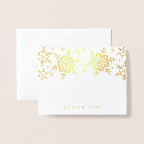 Elegant Snowflakes Christmas Winter Thank You Gold Foil Card