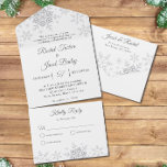 Elegant Snowflakes Christmas Winter Wedding  All In One Invitation<br><div class="desc">This all in one wedding design features an elegant snowflakes pattern. Click the customize button for more flexibility in modifying the text. Variations of this design, different paper types, as well as coordinating products are available in our shop, zazzle.com/store/doodlelulu. Contact us if you need this design applied to a specific...</div>