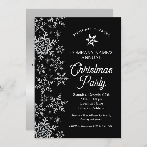 Elegant Snowflakes Company Christmas Party Invitation