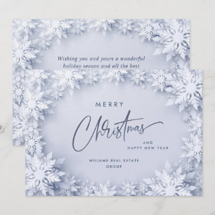 Elegant Snowflakes Corporate Christmas Greeting Holiday Card