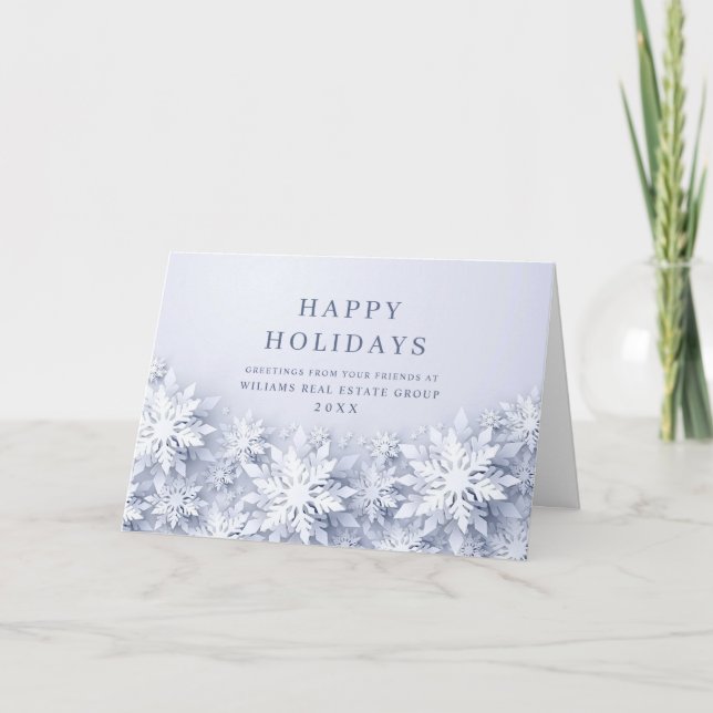 Elegant Snowflakes Corporate Christmas Greeting Holiday Card (Front)