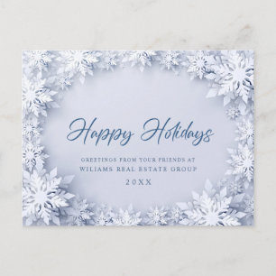 Elegant Snowflakes Corporate Christmas Holiday Postcard