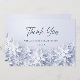 Elegant Snowflakes Corporate Christmas Holiday Thank You Card