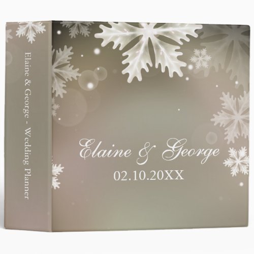 Elegant snowflakes Gold winter Wedding Planner Binder