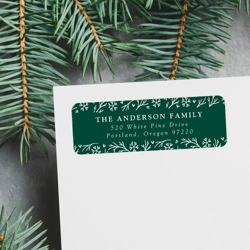 Elegant Snowflakes Green Holiday Return Address Label