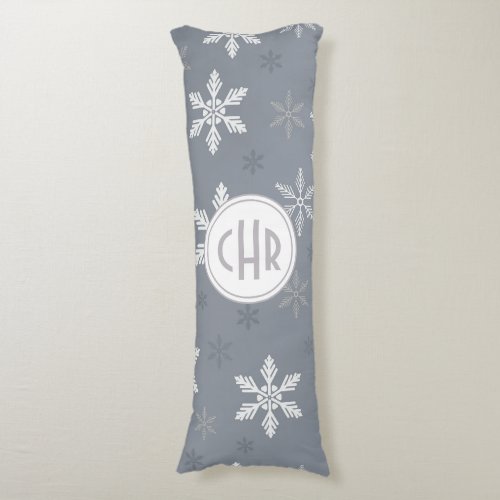 Elegant Snowflakes in Blue Background Body Pillow