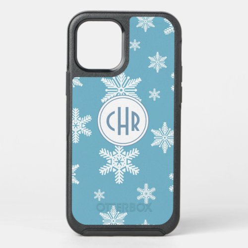 Elegant Snowflakes in Sky Blue Background OtterBox Symmetry iPhone 12 Pro Case