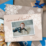 Elegant Snowflakes Love And Light Hanukkah Photo Holiday Card<br><div class="desc">Elegant White Winter Snowflakes Flower 'Love And Light' In Handwriting Script, Hanukkah Photo Card. The handwriting script and background can be changed to any color of your choice. Designed / original artwork by fat*fa*tin. Easy to personalize with your own text message, name, year, photo, or image. More editing features are...</div>