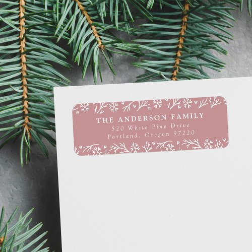 Elegant Snowflakes Mauve Holiday Return Address Label