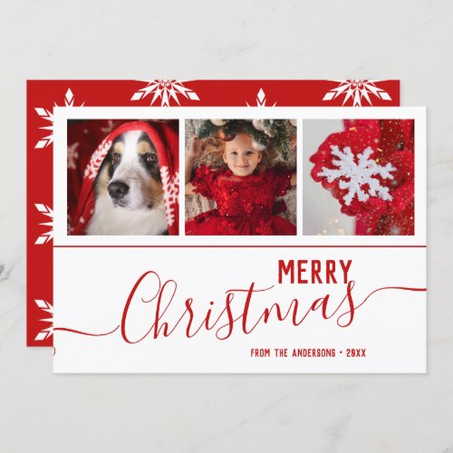 Elegant Snowflakes Merry Christmas Custom Photo Holiday Card