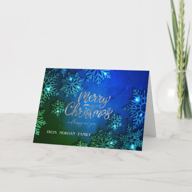 Elegant  Snowflakes Merry Christmas Holiday Card (Front)