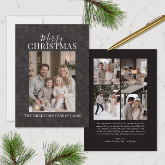 Elegant Snowflakes Modern Christmas Photo Card