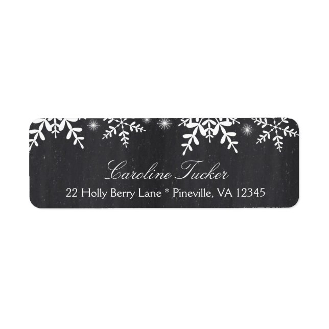 Elegant Snowflakes on Chalkboard WinterBaby Shower Label (Front)