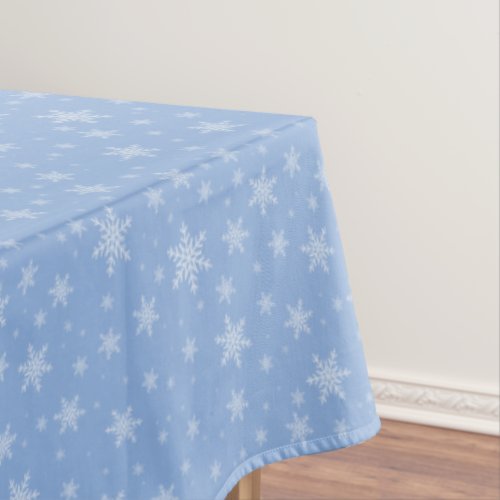 Elegant Snowflakes on Light Blue Tablecloth