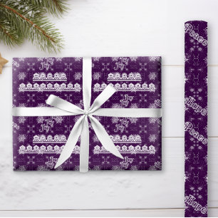 Elegant Snowflakes on Purple Christmas Wrapping Paper