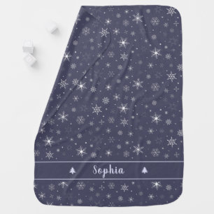 Elegant Snowflakes Pattern, Personalized Baby Blanket
