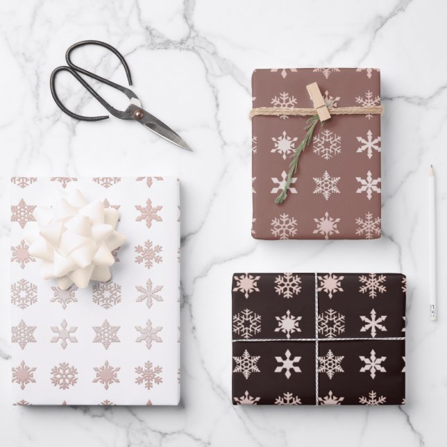 Elegant Snowflakes patterned Wrapping Paper Sheets (Front)