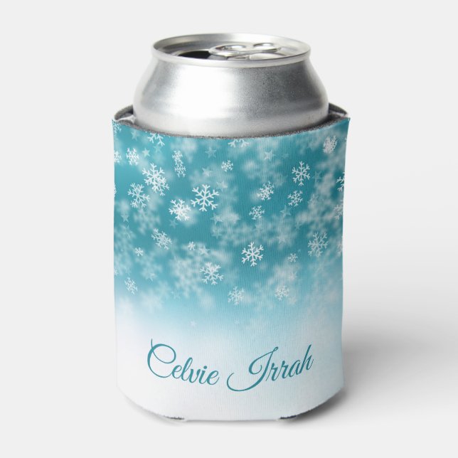 Elegant Snowflakes Personalized | Can Cooler (Can Front)