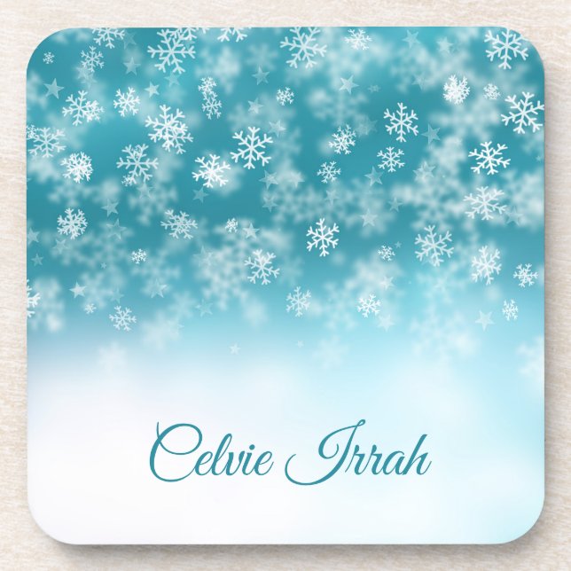 Elegant Snowflakes Personalized | Plastic Coaster (Front)