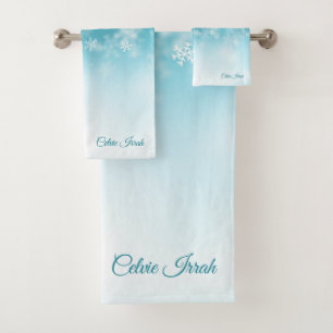 Elegant Snowflakes Personalized Towel Set