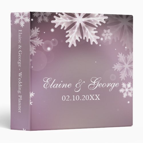 Elegant snowflakes pink winter Wedding Planner 3 Ring Binder