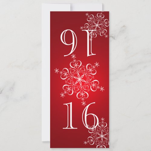 Elegant Snowflakes Red Table Number Invitations