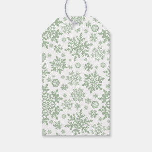 Elegant Snowflakes (Sage Pine - White) Gift Tags
