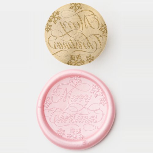 Elegant Snowflakes  Swirly Merry Christmas Wax Seal Stamp