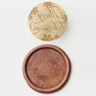 Elegant Snowflakes & Swirly Merry Christmas Wax Seal Stamp