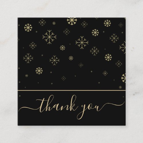 Elegant Snowflakes Thank You Customer Modern Black Square Business Card