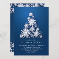 Elegant Snowflakes Tree Holiday CHRISTMAS PARTY Invitation