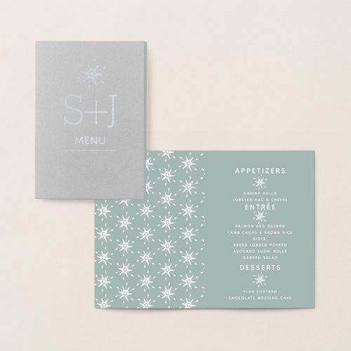 Elegant Snowflakes Wedding Winter Christmas Menu