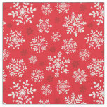 Elegant Snowflakes white and dark red on red Fabric