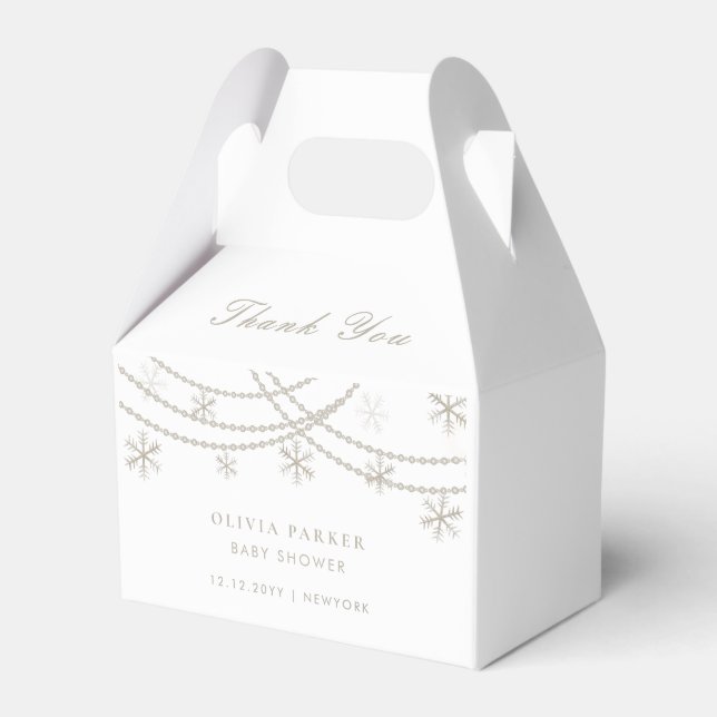 Elegant Snowflakes Winter Baby Shower  Favor Boxes (Front Side)