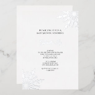 Elegant Snowflakes Winter Baby Shower Foil Invitation