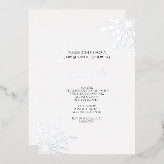 Elegant Snowflakes Winter Baby Shower Foil Invitation
