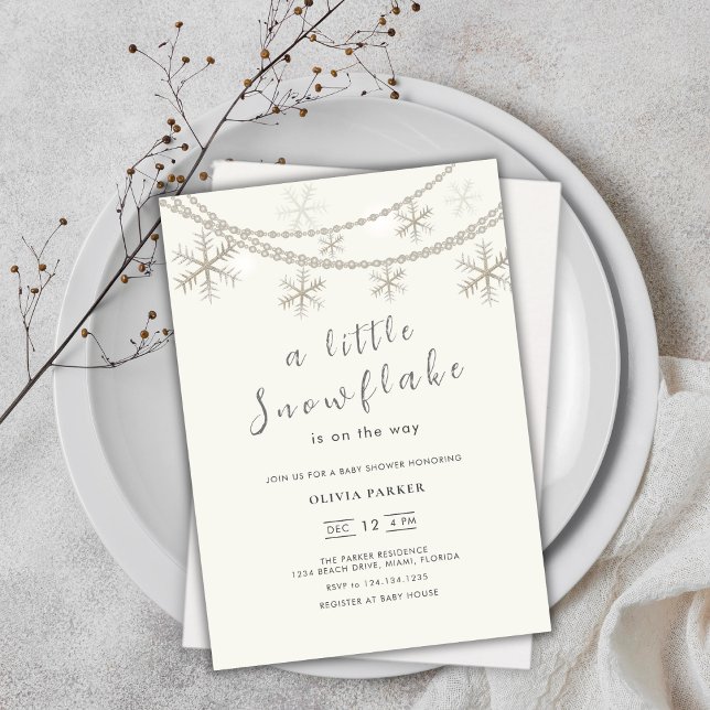 Elegant Snowflakes Winter Baby Shower Invitation (Elegant Snowflakes Winter Baby Shower Invitation)