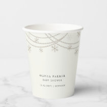 Elegant Snowflakes Winter Baby Shower Paper Cups