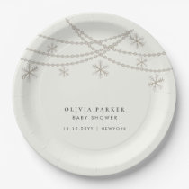 Elegant Snowflakes Winter Baby Shower Paper Plates