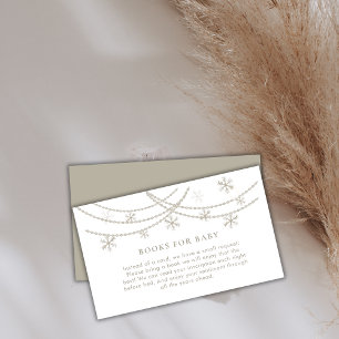 Elegant Snowflakes Winter Books For Baby Shower Enclosure Card