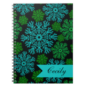 Elegant Snowflakes Winter Pattern Personalized Notebook