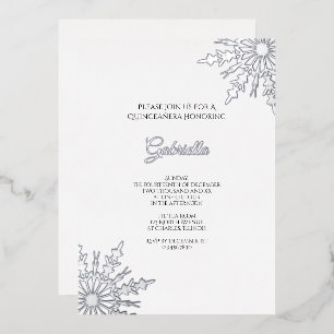 Elegant Snowflakes Winter Quinceañera Foil Invitation