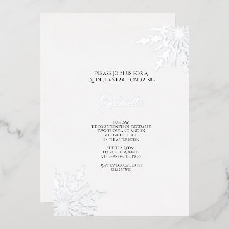 Elegant Snowflakes Winter Quinceañera Foil Invitation