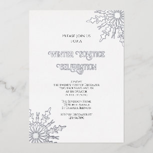 Elegant Snowflakes Winter Solstice Celebration Foil Invitation