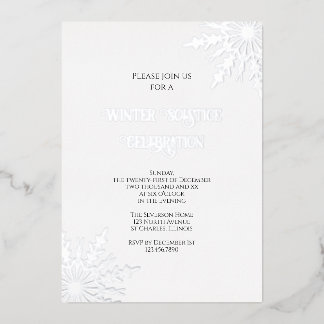Elegant Snowflakes Winter Solstice Celebration Foil Invitation