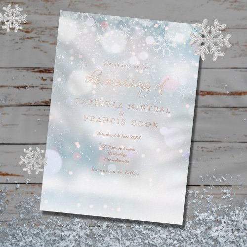 Elegant Snowflakes Winter Wedding Foil Invitation