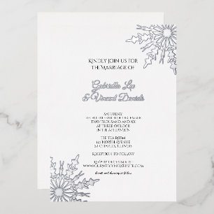 Elegant Snowflakes Winter Wedding Foil Invitation