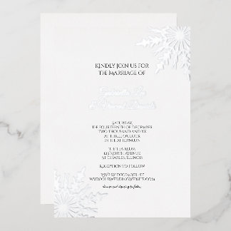 Elegant Snowflakes Winter Wedding Foil Invitation