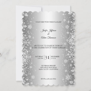 Elegant snowflakes winter wedding Invitation
