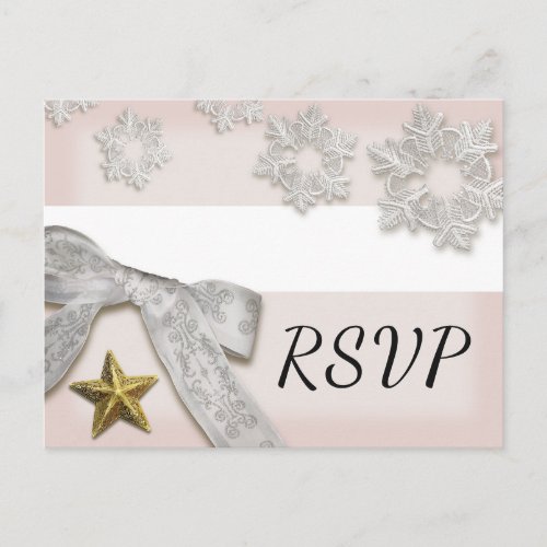 Elegant Snowflakes Winter Wedding RSVP Postcard